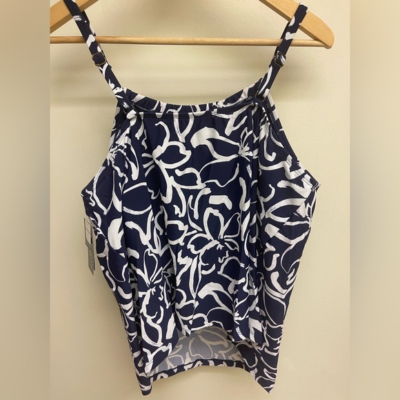 Island Escape Women Navy Cali High-Neck Underwire Tankini Swim Top - Picture 3 of 7